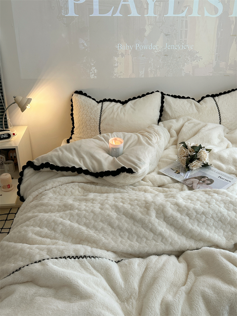 床单床笠四件套牛奶绒ins