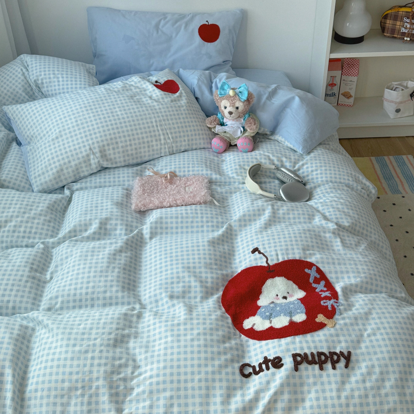 梨梦 秋冬少女心可爱纯棉磨毛四件套全棉床单被套床笠款床上用品