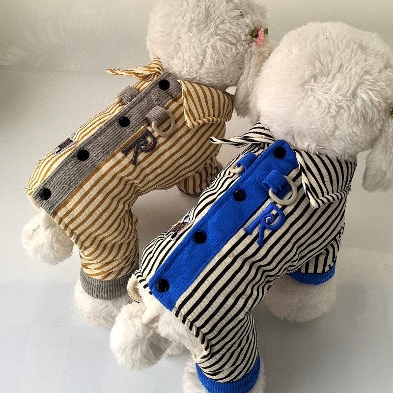 坚条四腿棉衣狗狗衣服加厚宠物衣服泰迪比熊可牵引秋冬装连体衣服