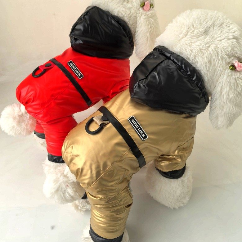 酷感狗狗四脚棉衣加厚宠物衣服泰迪比熊防寒保暖防水滑雪衣服秋冬