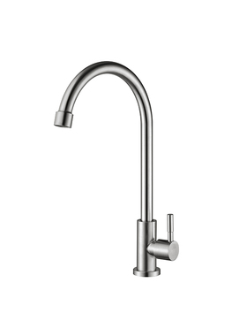 金字塔SUS304不锈钢厨房水槽洗菜盆单冷单孔可旋转水龙头拉丝镜光