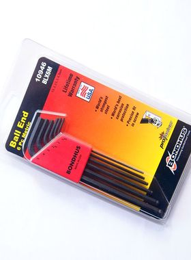 原装美国BONDHUS波顿10946加长球头进口内六角扳手套装1.5-5MM