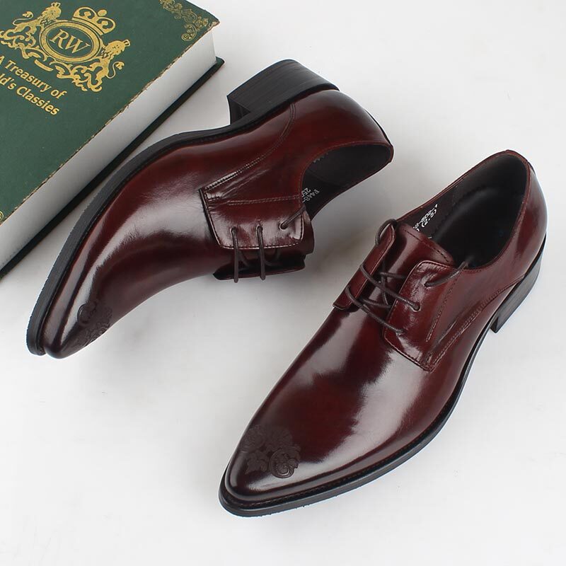 真皮男士商务正装小皮鞋 男英伦韩版尖头男鞋子青年百搭潮流系带