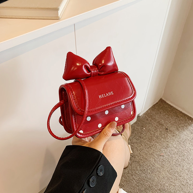 ins风儿童可爱蝴蝶结小包包女时尚迷你波点口红包儿童单肩斜挎包