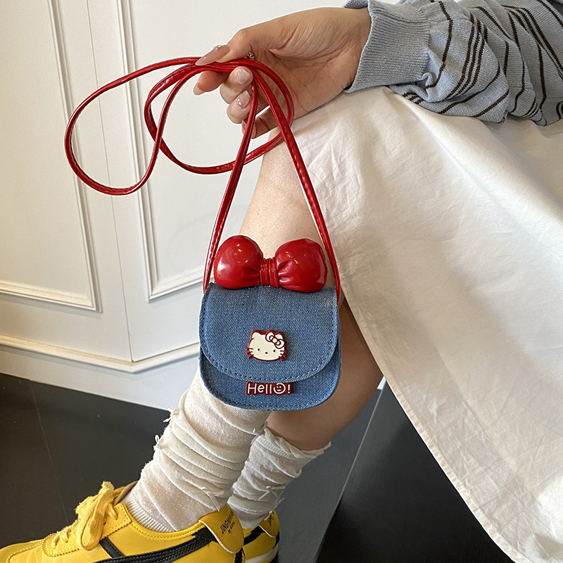 新款小香风蝴蝶结迷你小包包儿童时尚女孩单肩斜挎包口红耳机包潮