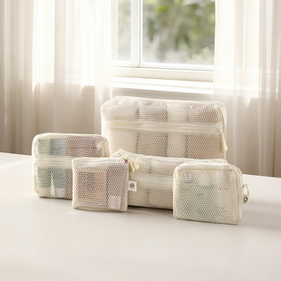 网格收纳包洗漱包透明网纱网兜化妆包网袋游泳网眼分装旅行收纳袋