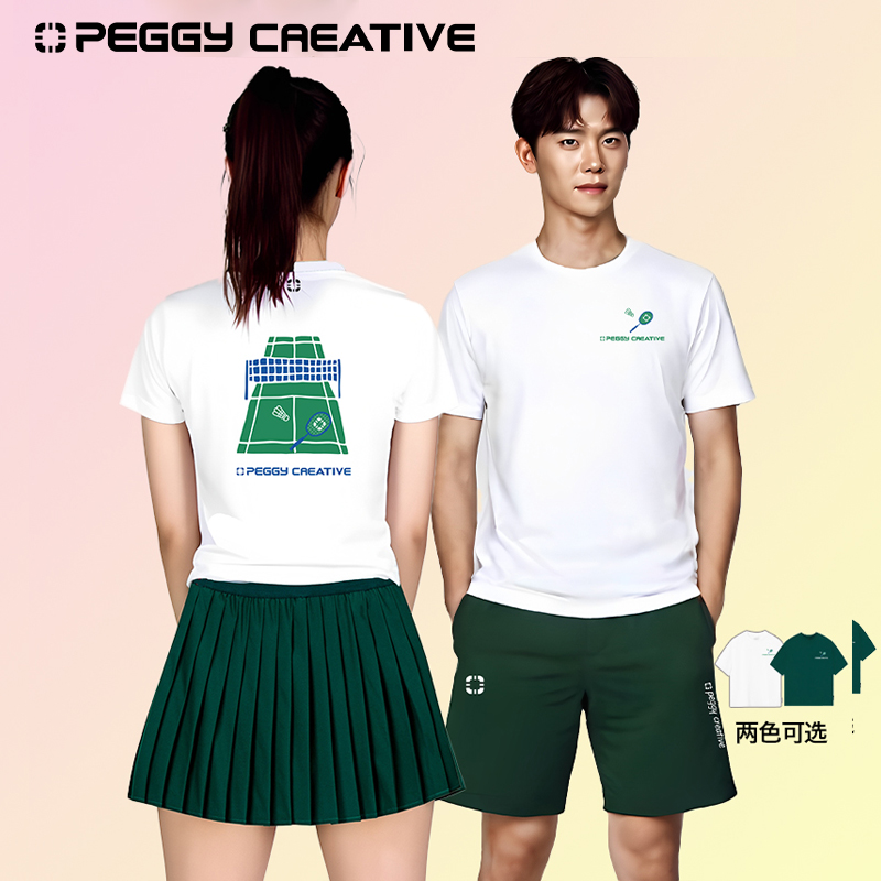 韩国佩极羽毛球服新款文化衫训练速干短袖T恤壁球匹克球服男女款