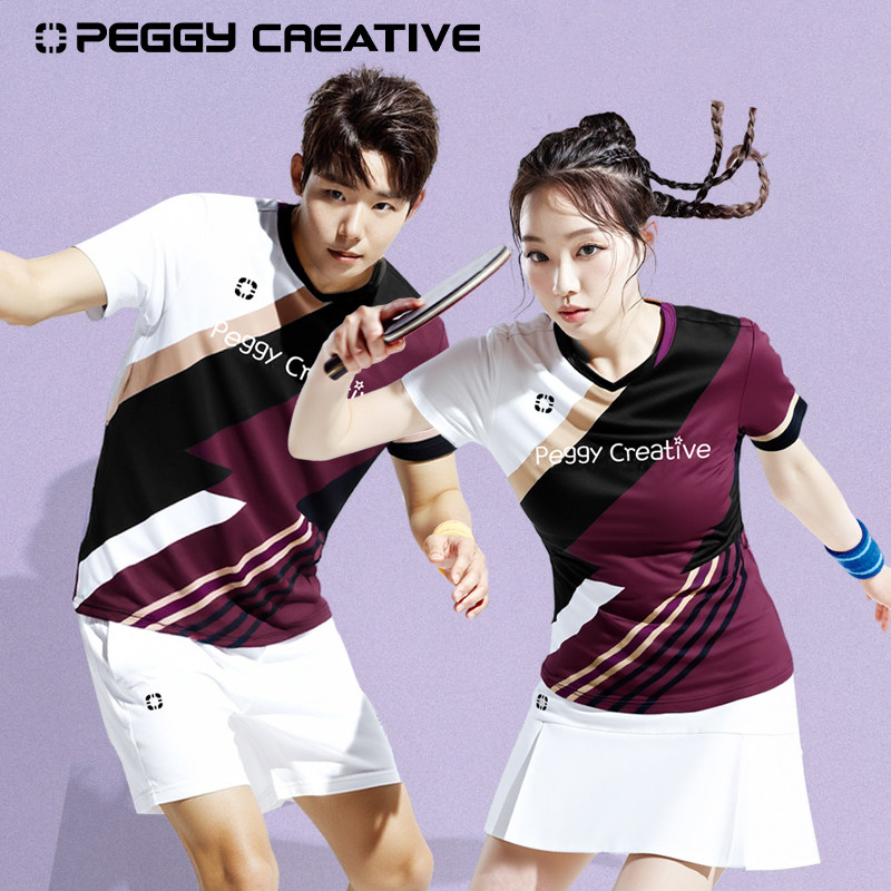 韩国佩极羽毛球服男女同款运动套装短袖速干T恤训练服队服可定制