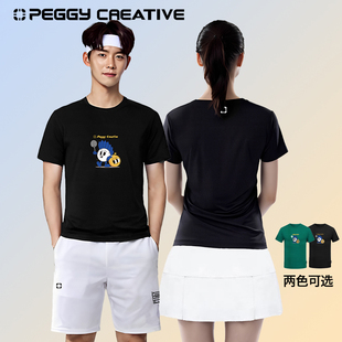 韩国佩极羽毛球服新款短袖速干运动T恤男女款壁球匹克球服可定制