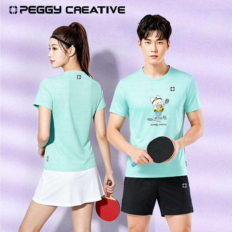 韩国佩极羽毛球服男女款运动短袖速干T恤新款训练时尚可定制队服