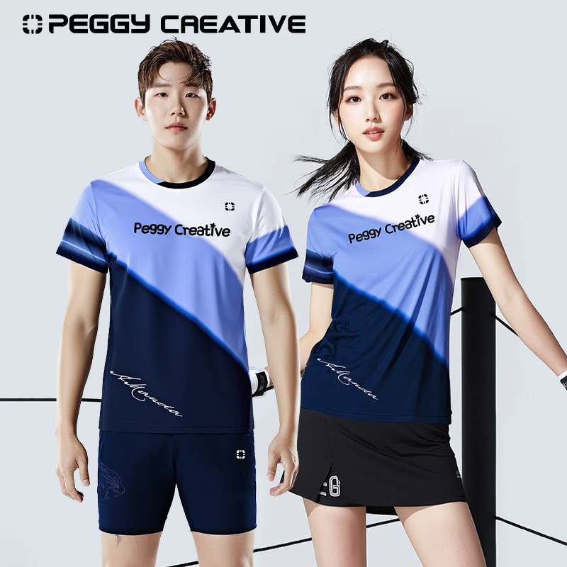 韩国佩极羽毛球服男女款短袖速干运动透气T恤比赛训练服