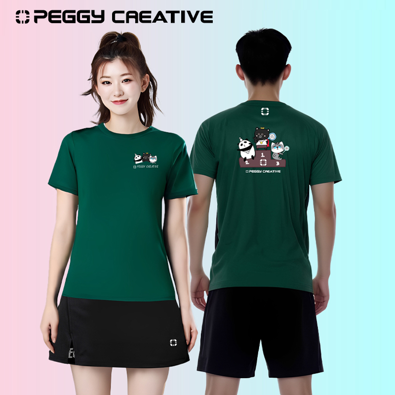 韩国佩极羽毛球服新款运动短袖速干T恤男女款壁球匹克球服可定制