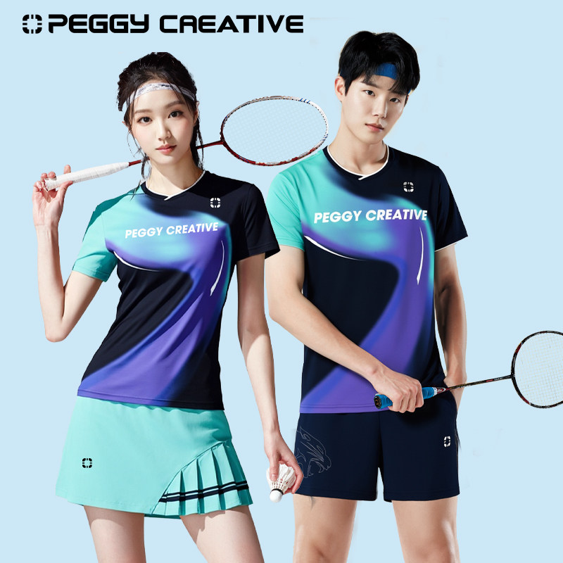 韩国佩极羽毛球服男女款 吸汗速干短袖 抑菌防臭多功能比赛训练服