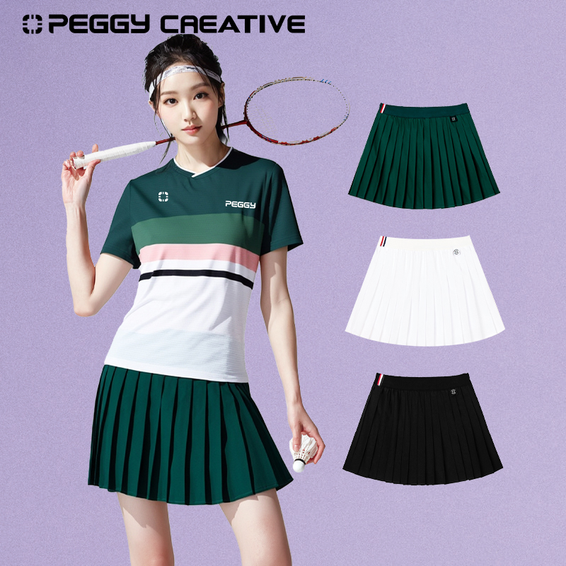 韩国佩极羽毛球服百褶运动短裙