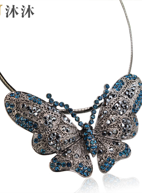 沐沐项链女饰品日韩夸张配饰韩版时尚锁骨链复古项圈配饰蝴蝶岛屿