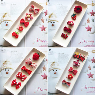 新年喜庆宝宝发夹韩版洋气婴幼儿汗毛夹婴儿头饰红色公主小童发卡