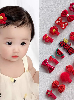 新年女宝宝发夹红色喜庆婴幼儿头饰小女孩儿童不伤发发卡过年发饰