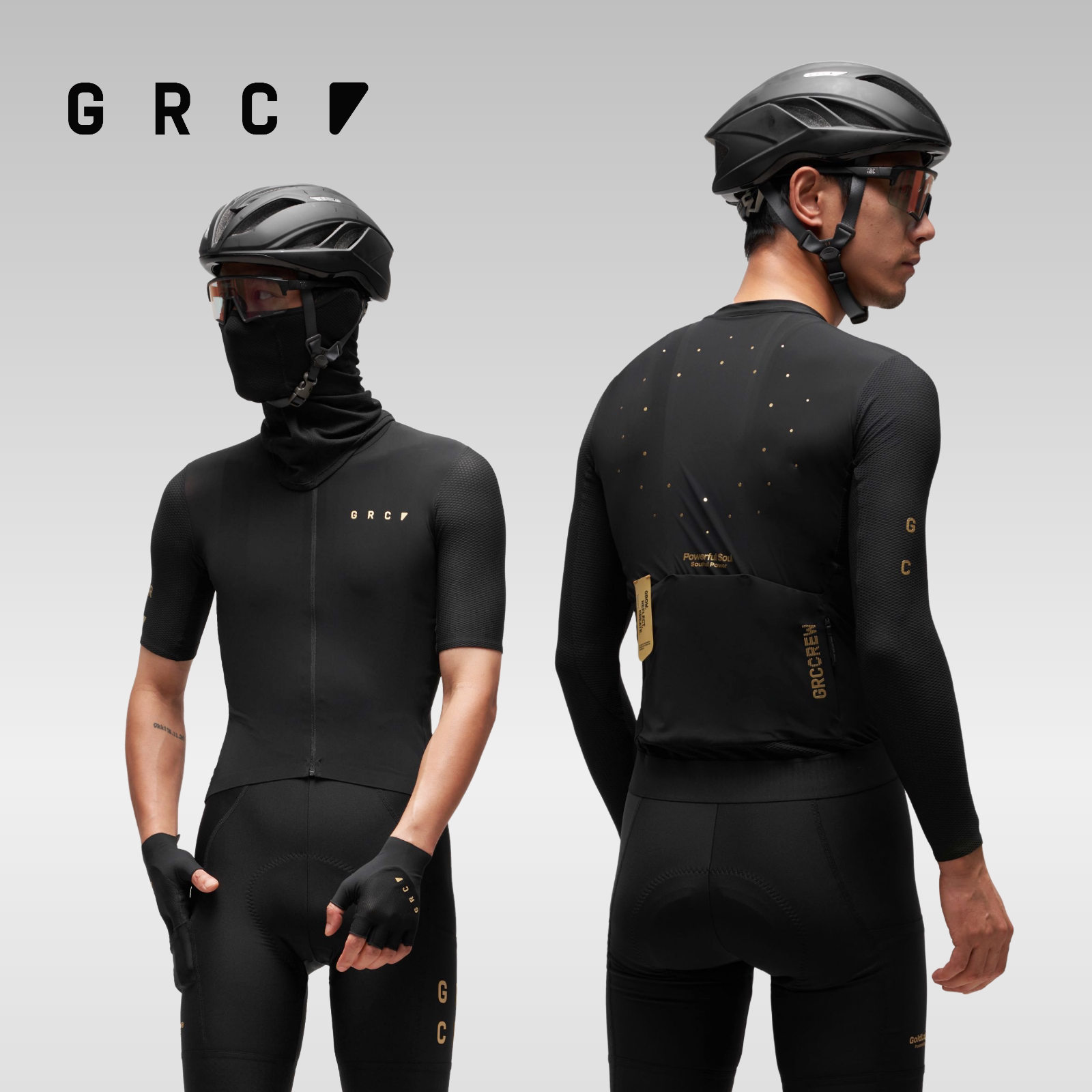 GRC春夏GOLD LABEL金色徽标短袖透气干爽公路自行车骑行长袖上衣
