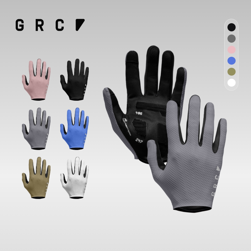 GRC春夏新款TECH减震透气排汗可触屏公路自行车反光长指骑行手套