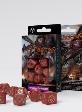 帝企鹅桌游 Q Workshop 新龙纹 跑团 骰子 色子 红色金纹 现货