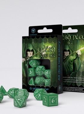 帝企鹅桌游 Q Workshop 精灵文 跑团 骰子色子 绿色白字 现货