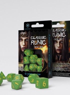 帝企鹅桌游 Q Workshop 简约北欧风 跑团 骰子色子 绿色黄字 现货