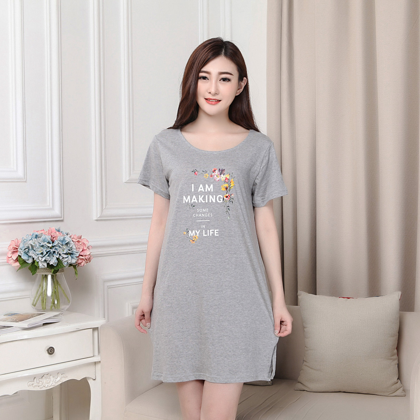 新款短袖连衣裙纯棉印花休闲中裙宽松大码打底外穿显瘦裙子女装,女装/女士精品,连衣裙,淘宝优惠券,粉丝福利购,淘宝优惠卷