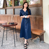 现货现货【新款】娃娃领学院风牛仔连衣裙P125控185，女装连衣裙，浙宝285（原212）