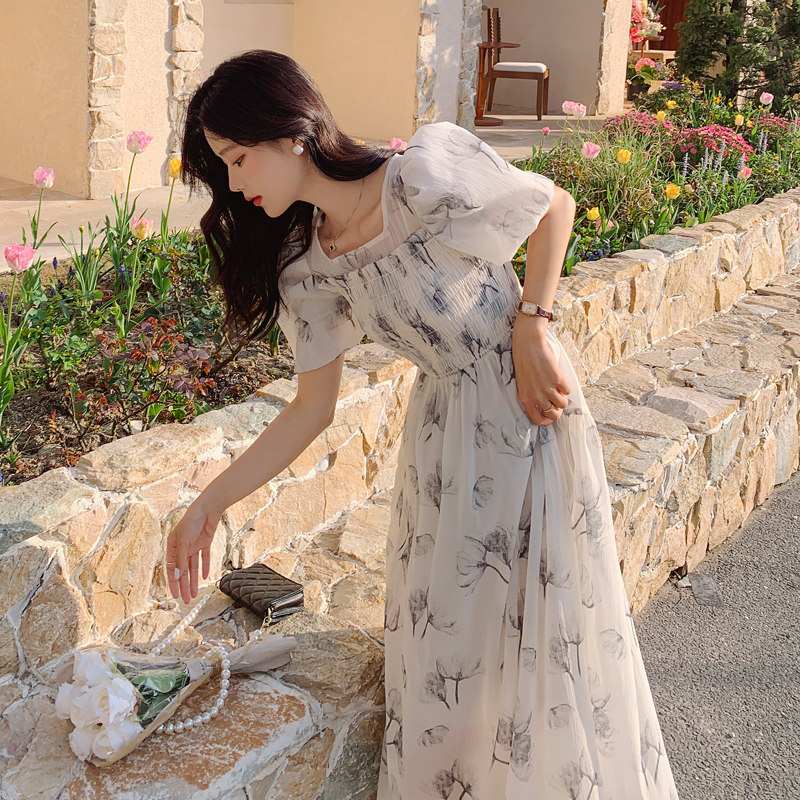 发货】【数据已出】泡泡袖花朵印花连衣裙2315P105控168，女装连衣裙，浙宝285（原212）