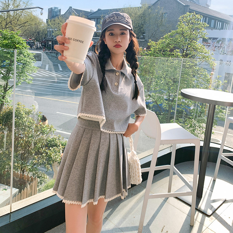 现货现货【新款】学院风百褶裙俩件套套装P125控185,女装运动套装,浙宝285（原212）