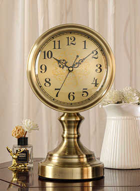 汉时欧式复古金属装饰座钟客厅古典高档摆件时钟创意家用钟表D312