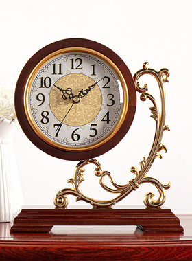 汉时欧式复古实木装饰座钟客厅古典高档时钟创意家用石英钟表D216