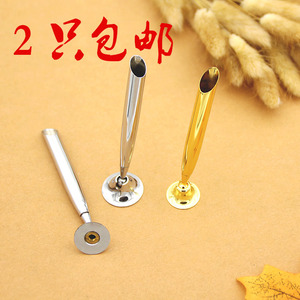 2只包邮欧式复古羽毛笔座精致金属笔插进办公笔架婚礼签到笔护套