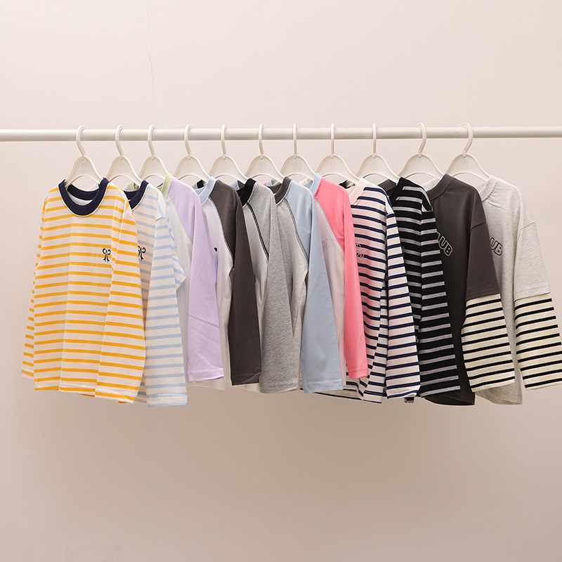 儿童莱卡棉薄款春秋长袖T恤新款宝宝套头打底衫弹力棉秋装上衣潮