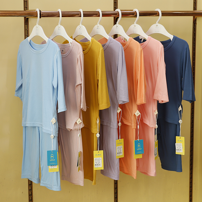 条纹纯色中长袖男女圆领空调服