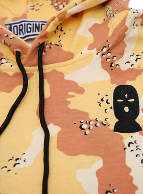 H3LLO FLAG匪帮头套沙漠迷彩连帽卫衣 面罩套装帽衫嘻哈说唱加绒