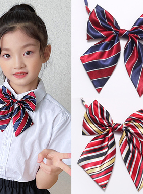 新韩版条纹印花小学生校服礼服衬衫领结女表演演出蝴蝶结时尚领花