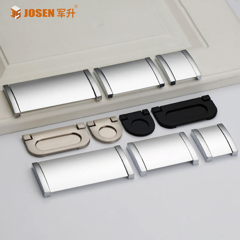 现代翻盖把手暗扣明装暗翻银色抽屉拉手衣柜橱门隐形门把手免挖槽