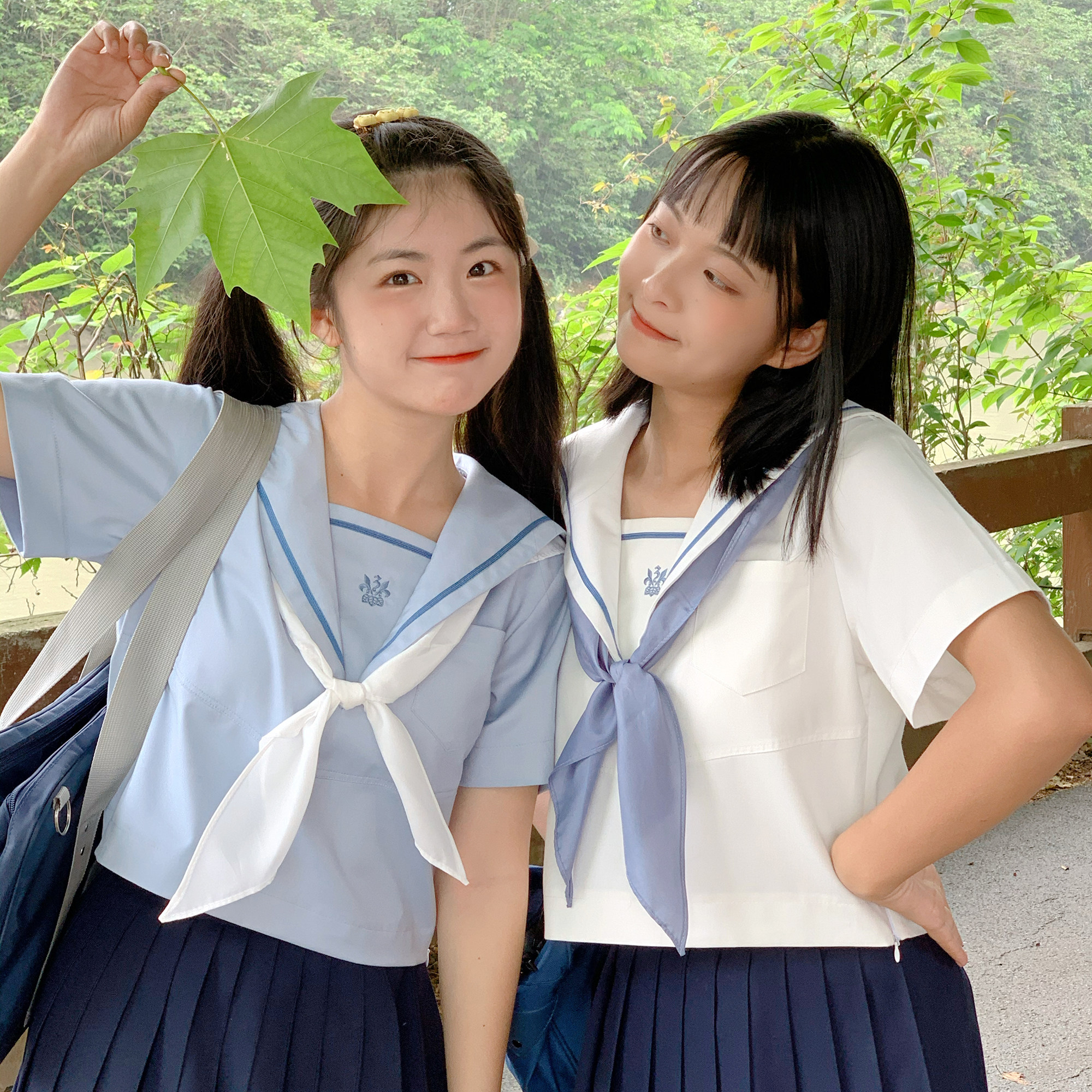 [RUOLAN] SLEEPY BAYBERRY JK UNIFORM ORIGINAL SAILOR UNIFORM SUMMER SHORT SLEEVE JAPANESE COLLEGE STYLE GIRL NAVY SOLID COLOR