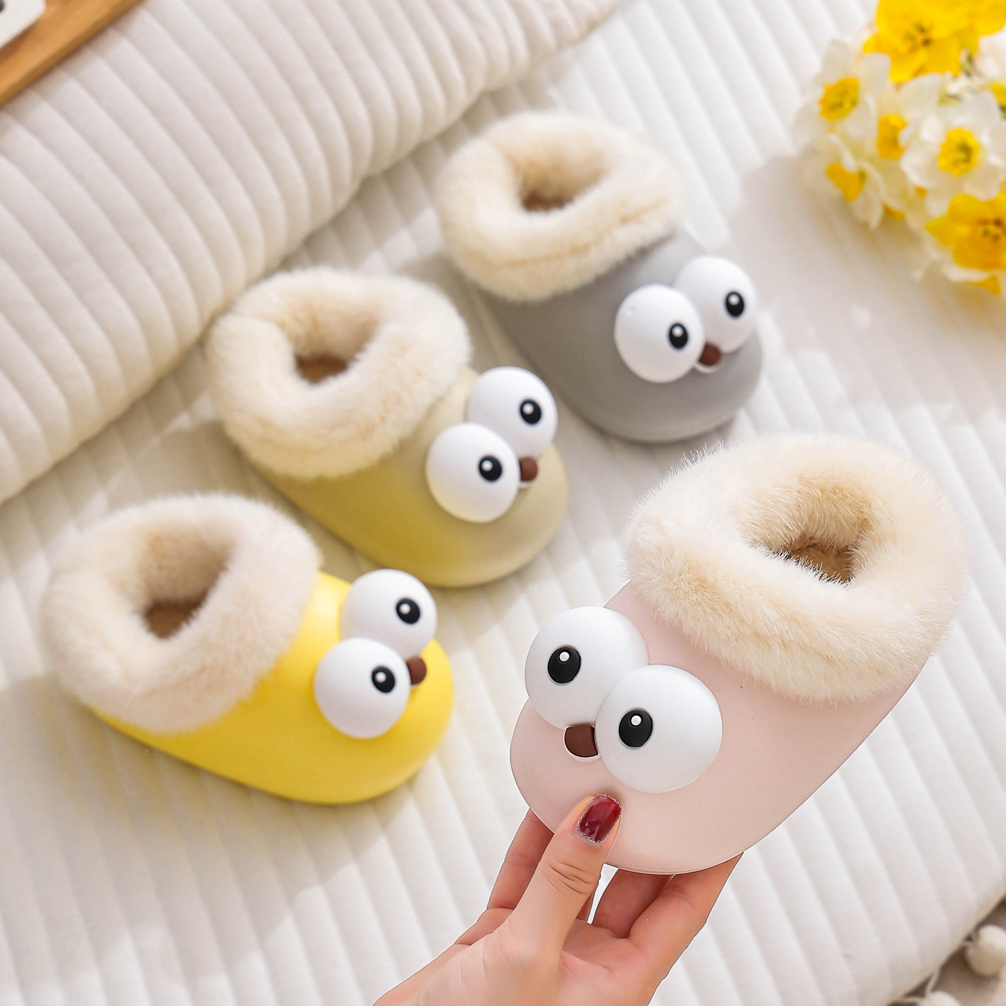 【黄珊莹】儿童棉拖鞋男女童宝宝室内居家防水防滑小孩包跟棉鞋冬