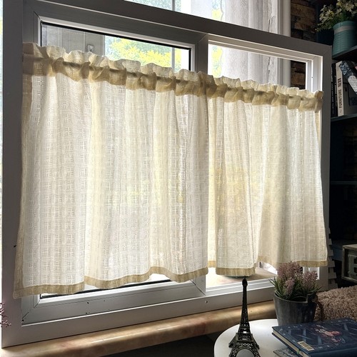 美式乡村厨房半帘短帘门帘奶油色