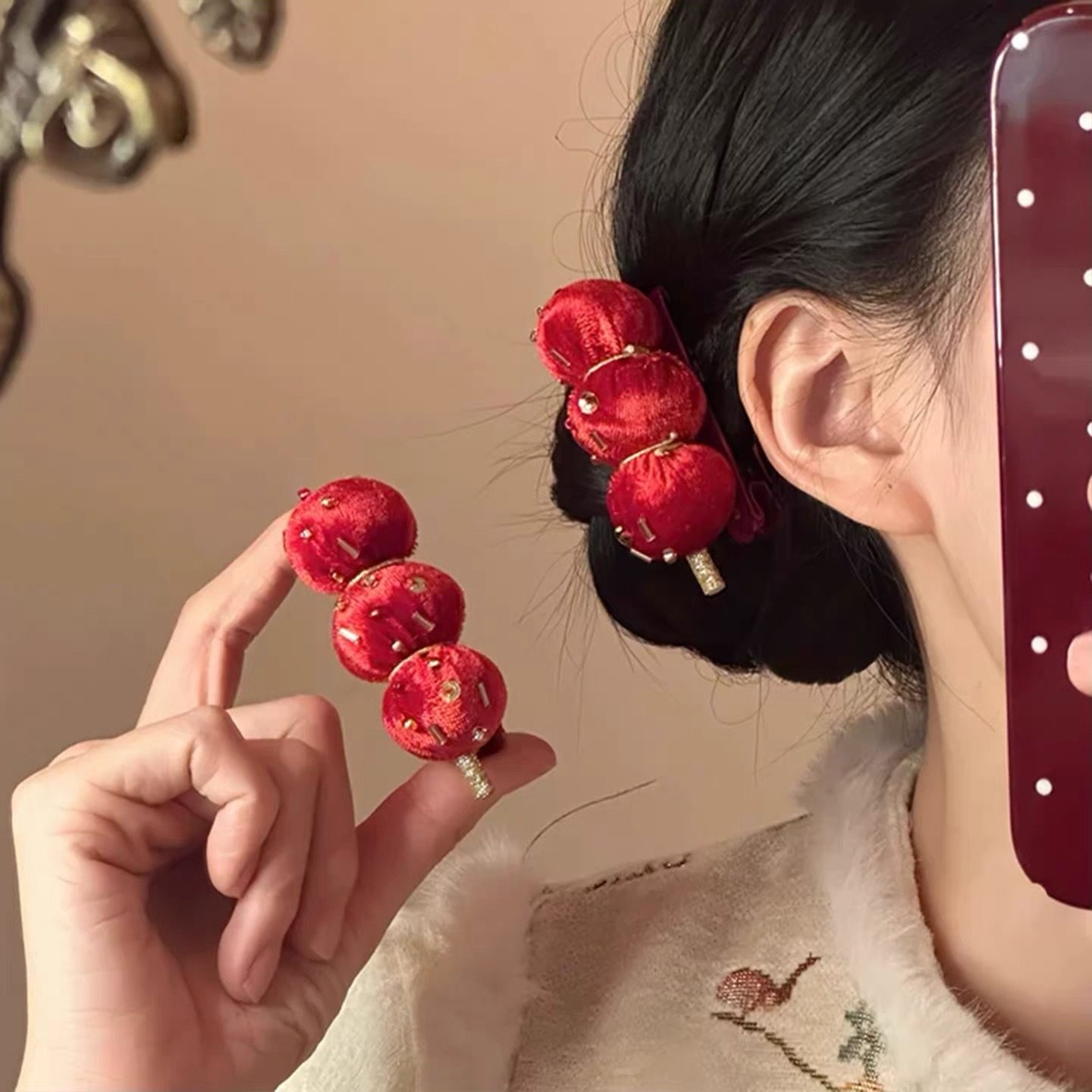 年味浓浓 红色好运糖葫芦新年发夹可爱氛围感喜庆发卡头饰2025新,饰品/流行首饰/时尚饰品新,民族风发饰,淘宝优惠券,粉丝福利购,淘宝优惠卷