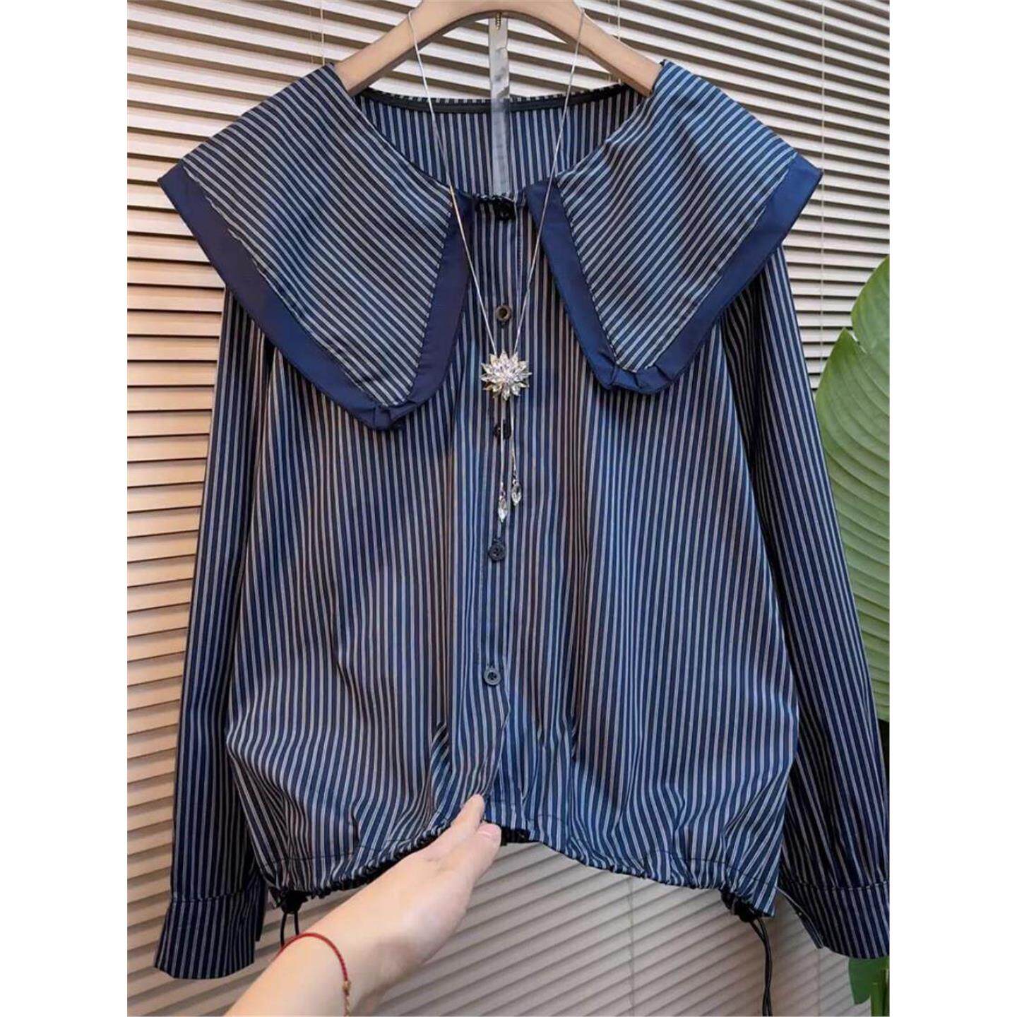 大码女装2026春季新款娃娃领衬衫上衣女显瘦胖妹妹胖mm高级感减龄