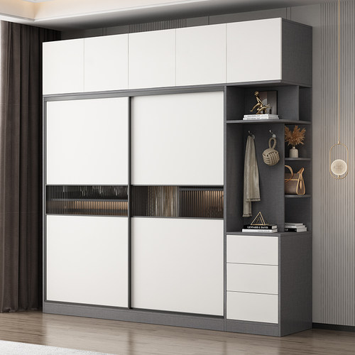 实木生态板推拉玻璃门衣柜