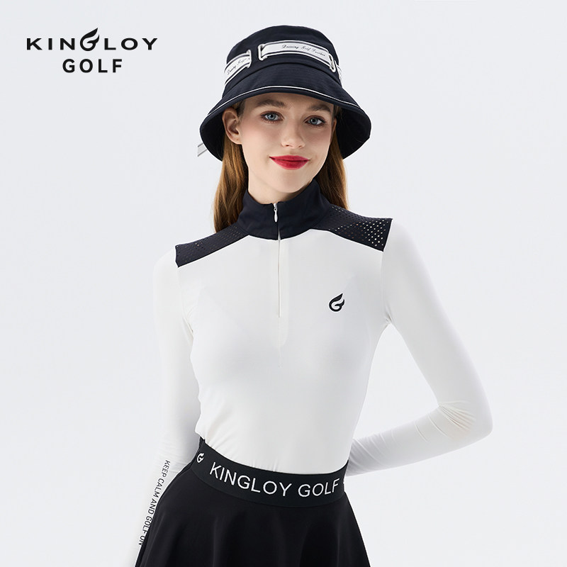 KINGLOY高尔夫女士服装长袖上衣夏季运动防晒小立领修身透气T恤衫