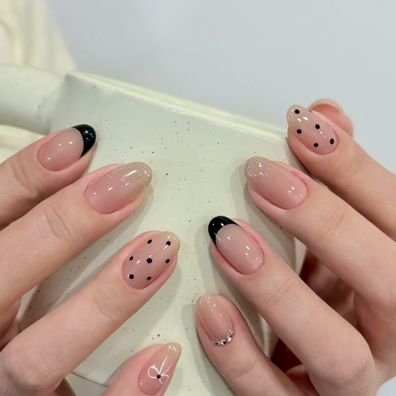 【波点黑法】纯手原创短款穿戴甲