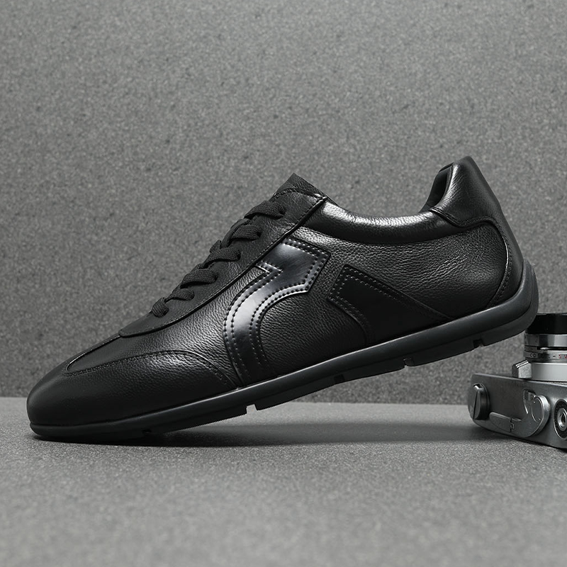 2026春季新款德训鞋男真皮黑色潮牌高端休闲皮鞋软牛皮豆豆板鞋男,流行男鞋,休闲板鞋,淘宝优惠券,粉丝福利购,淘宝优惠卷