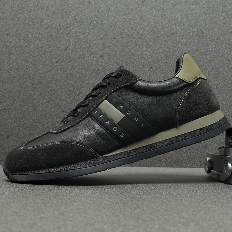 欧洲站潮鞋磨砂牛皮拼接阿甘鞋2025秋季软底休闲板鞋反绒翻毛男鞋