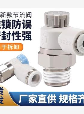 SMC型气缸可调速排气节流阀AS1201F-M5-04A气动插气管接头01-06SA
