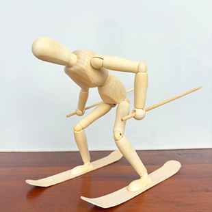 梧棣木人双板滑雪主题装 饰桌面摆件创意滑雪造型人偶模型文创礼品